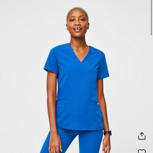 Figs Women's Short Sleeve Blue Top
